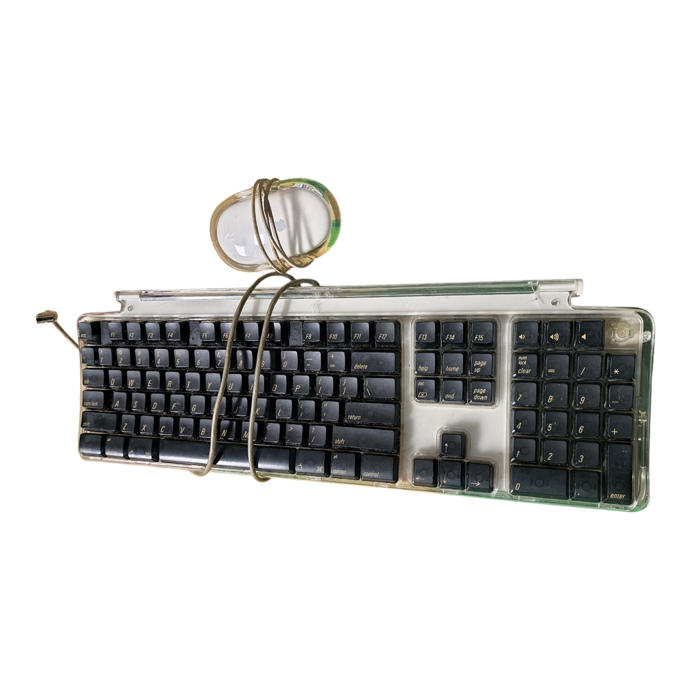 Vintage Apple Pro Black and Clear Wired Keyboard and Mouse M7803